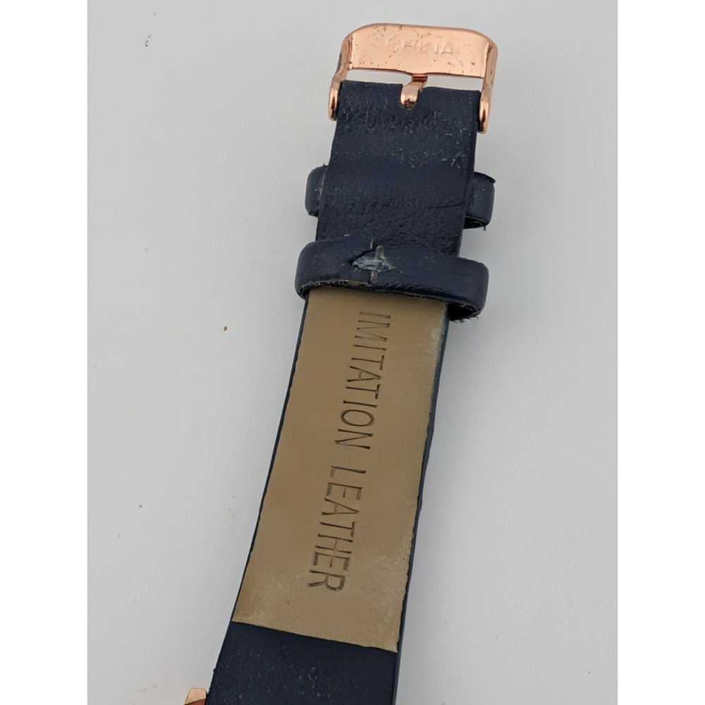 Accutime Watch Women 36mm Rose Gold Case Embrodiered Navy Band- New Battery - Picture 6 of 8